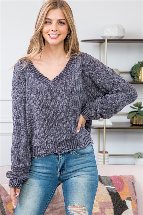 Charcoal V Neck Sweater